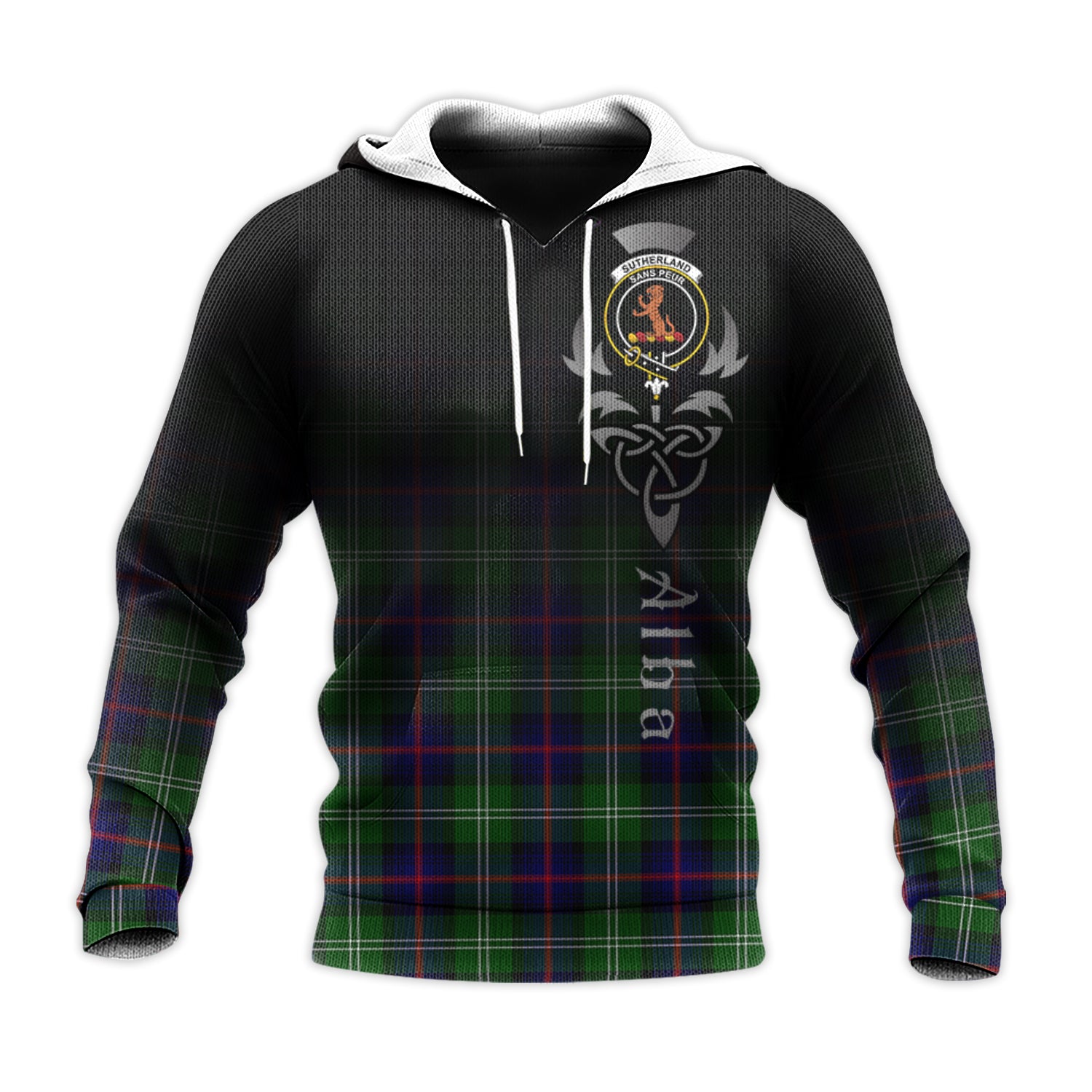 Printivon Sutherland Modern Tartan Crest Alba Celtic Hoodie
