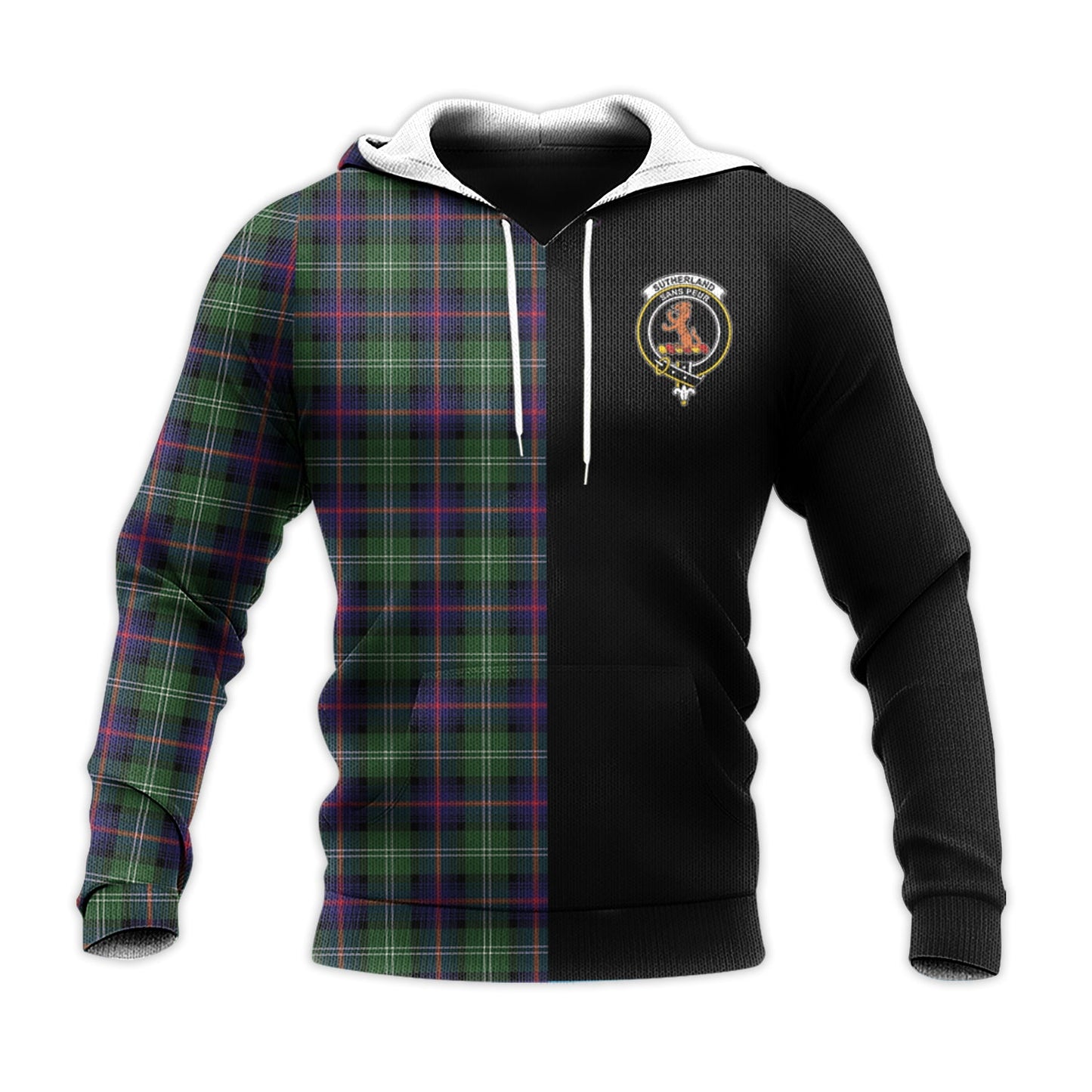 Printivon Sutherland Modern Tartan Personalize Half Hoodie