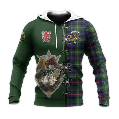 Printivon Sutherland Modern Tartan Hoodie Lion Rampant And Celtic Thistle Style