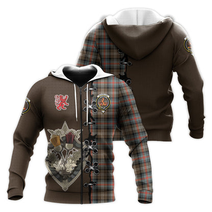 Printivon Sutherland Weathered Tartan Hoodie Lion Rampant And Celtic Thistle Style