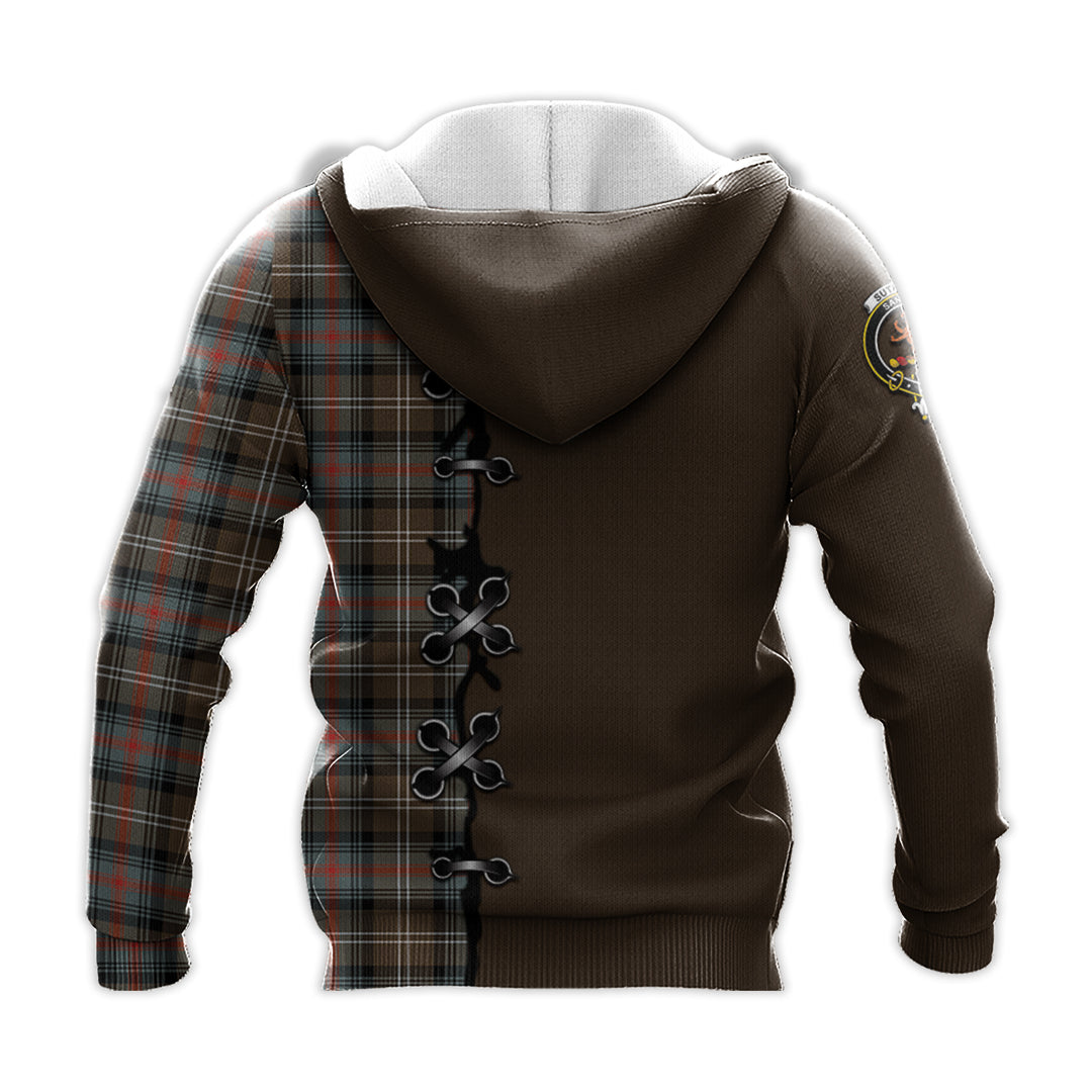 Printivon Sutherland Weathered Tartan Hoodie Lion Rampant And Celtic Thistle Style
