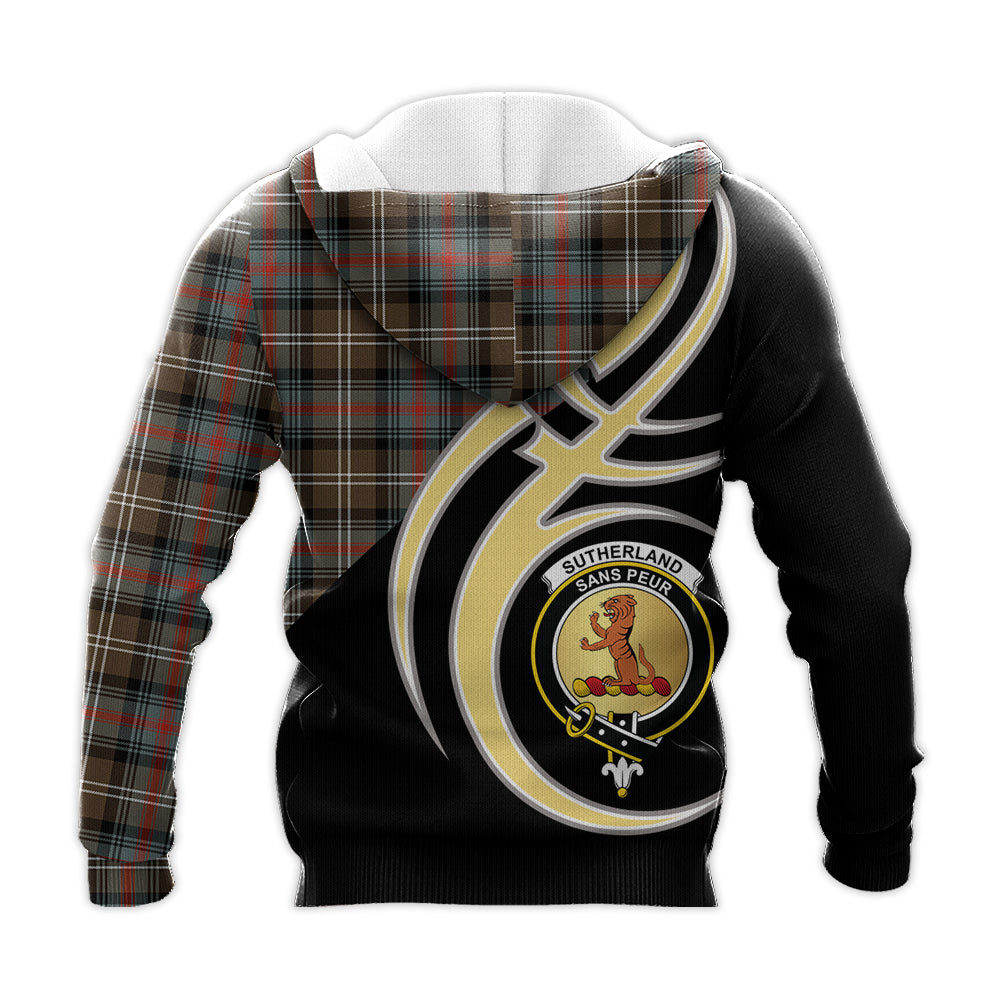 Printivon Sutherland Weathered Clan Believe In Me Crest Tartan Knitted Hoodie Custom Your Text