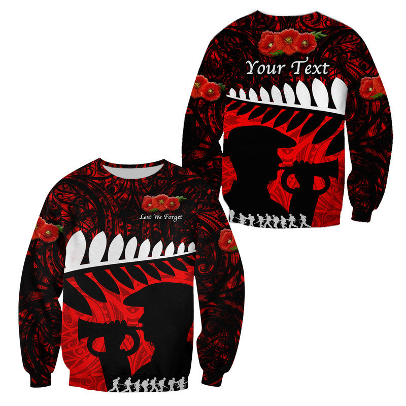 Custom Personalised New Zealand Maori ANZAC Sweatshirt Remembrance Soldier Red