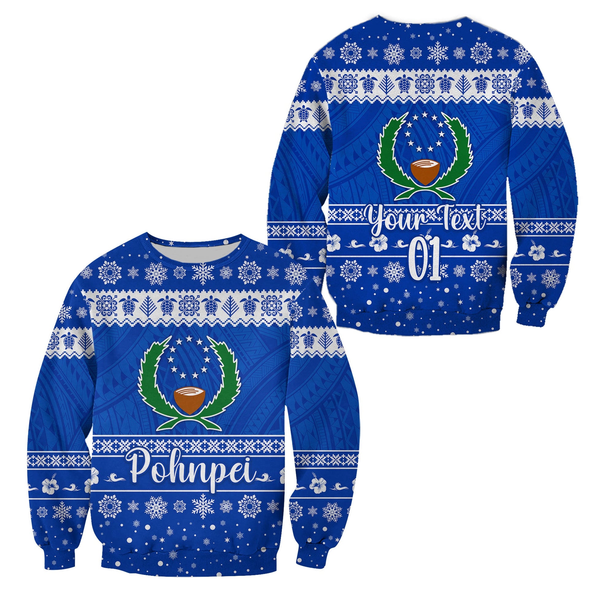 Custom Personalised FSM Pohnpei Christmas Sweatshirt Simple Style