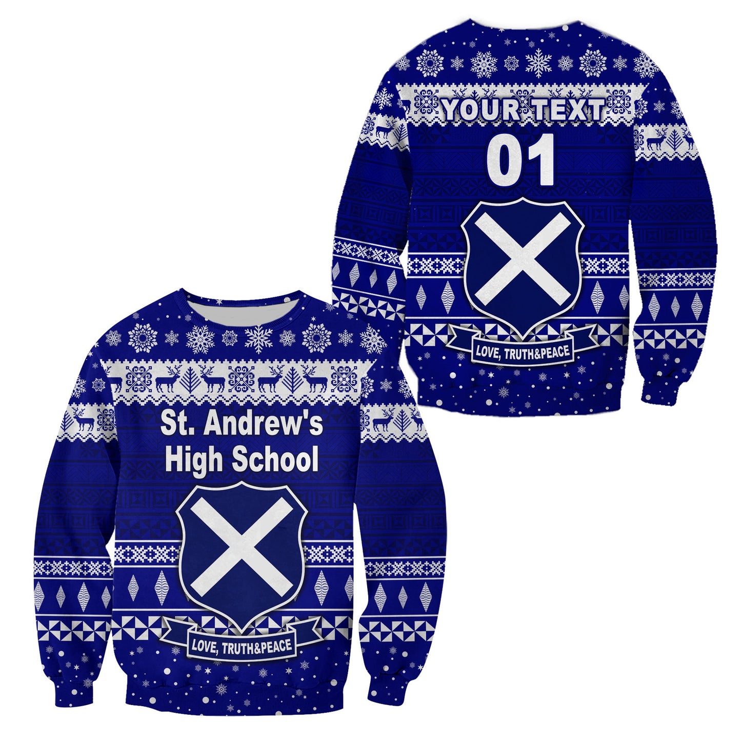 Custom Personalised St. Andrew's High School Christmas Sweatshirt Simple Style