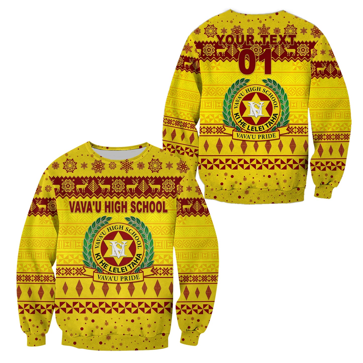 Custom Personalised Vava'u High School Christmas Sweatshirt Simple Style Gold