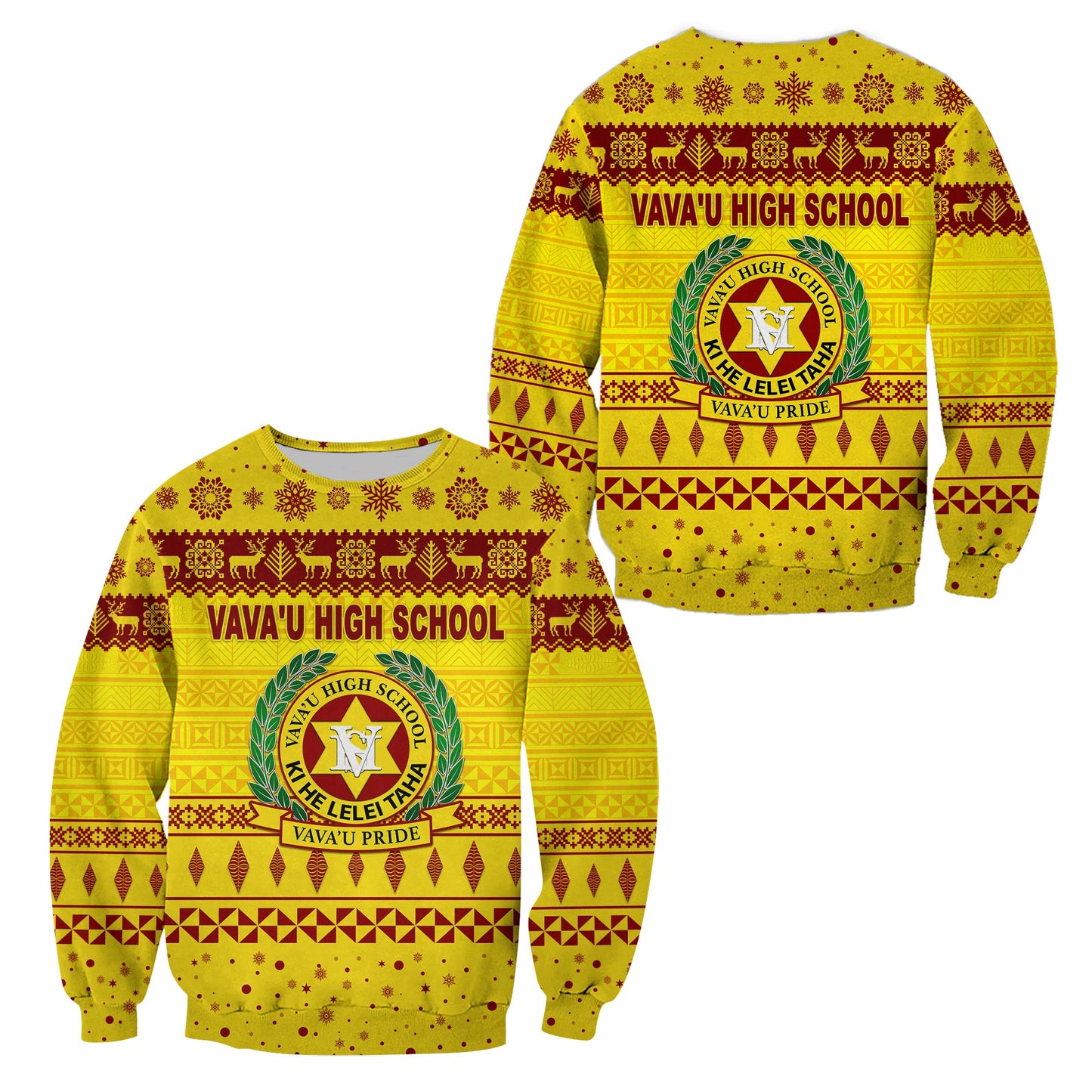 Vava'u High School Christmas Sweatshirt Simple Style Gold