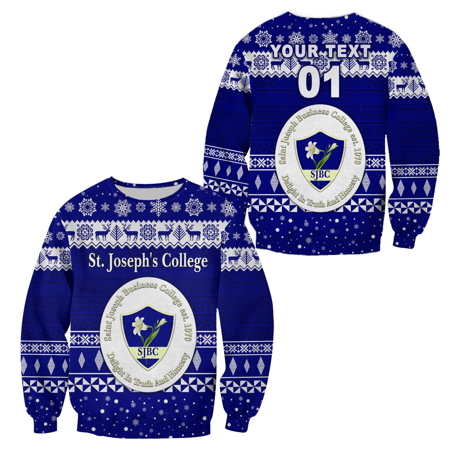 Custom Personalised St. Joseph's College Christmas Sweatshirt Simple Style