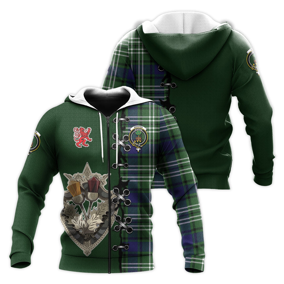 Printivon Swinton Tartan Hoodie Lion Rampant And Celtic Thistle Style