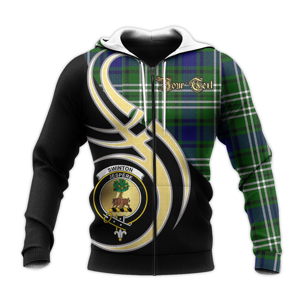 Printivon Swinton Clan Believe In Me Crest Tartan Knitted Hoodie Custom Your Text