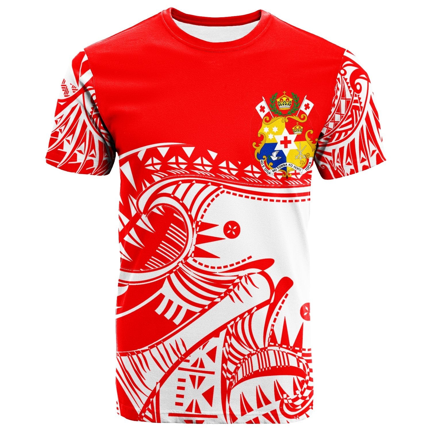Tonga Custom Personalised T - Shirt - Youthful Dynamic Red White Color