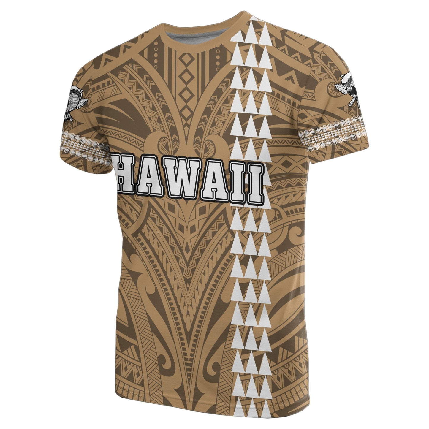 Hawaiian Islands Warrior Kakau Gold Polynesian T-Shirt