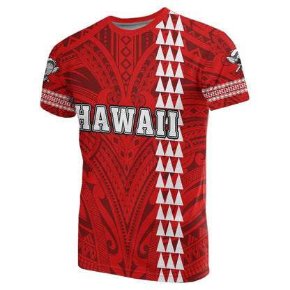 Hawaiian Islands Warrior Kakau Red Polynesian T-Shirt