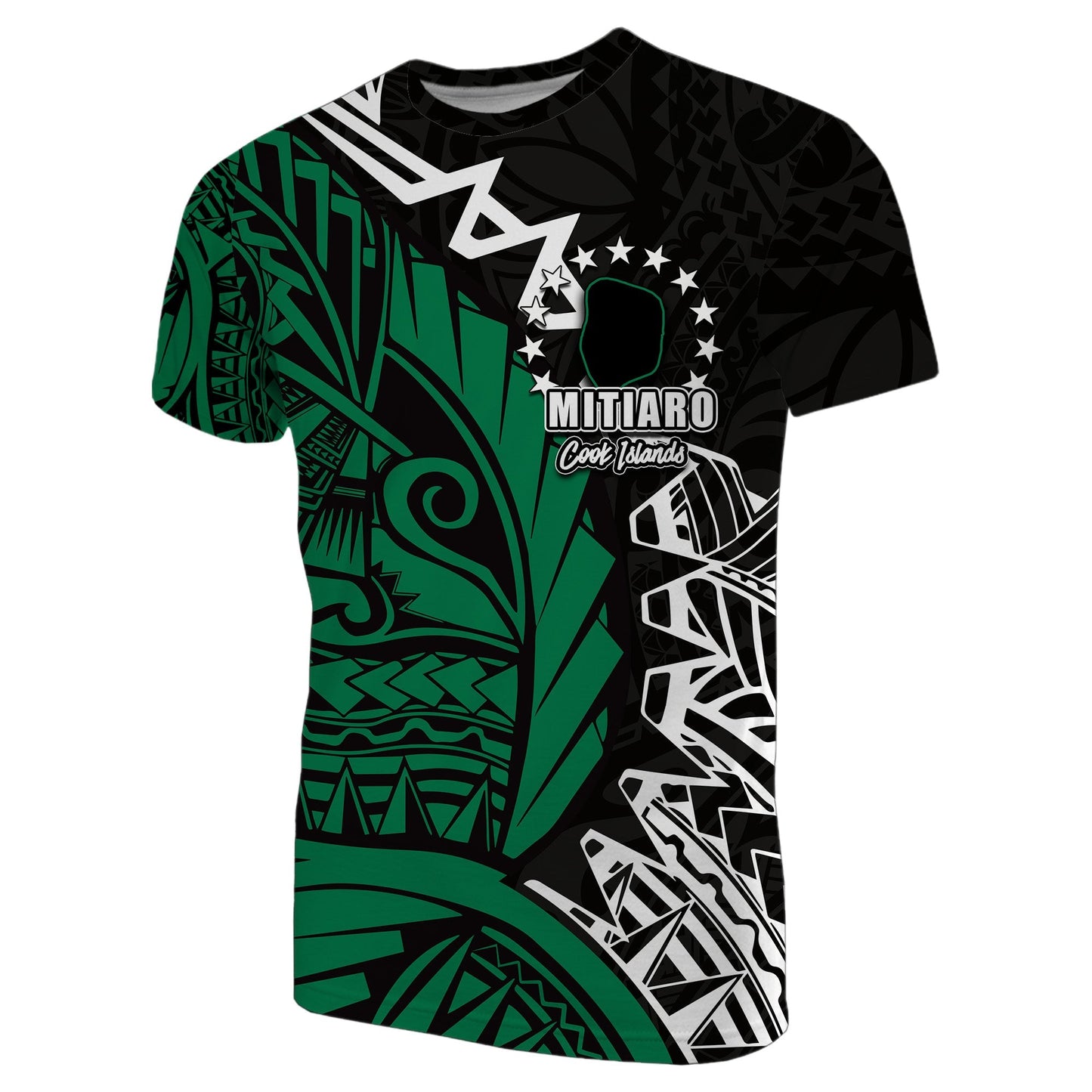 Cook Islands T Shirt Mitiaro Polynesian Style Green Shirt