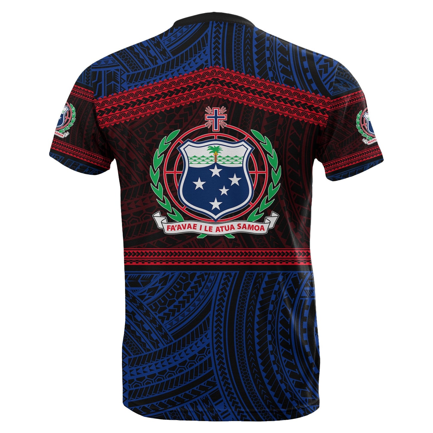 Samoa Rugby Polynesian Patterns T - Shirt Blue