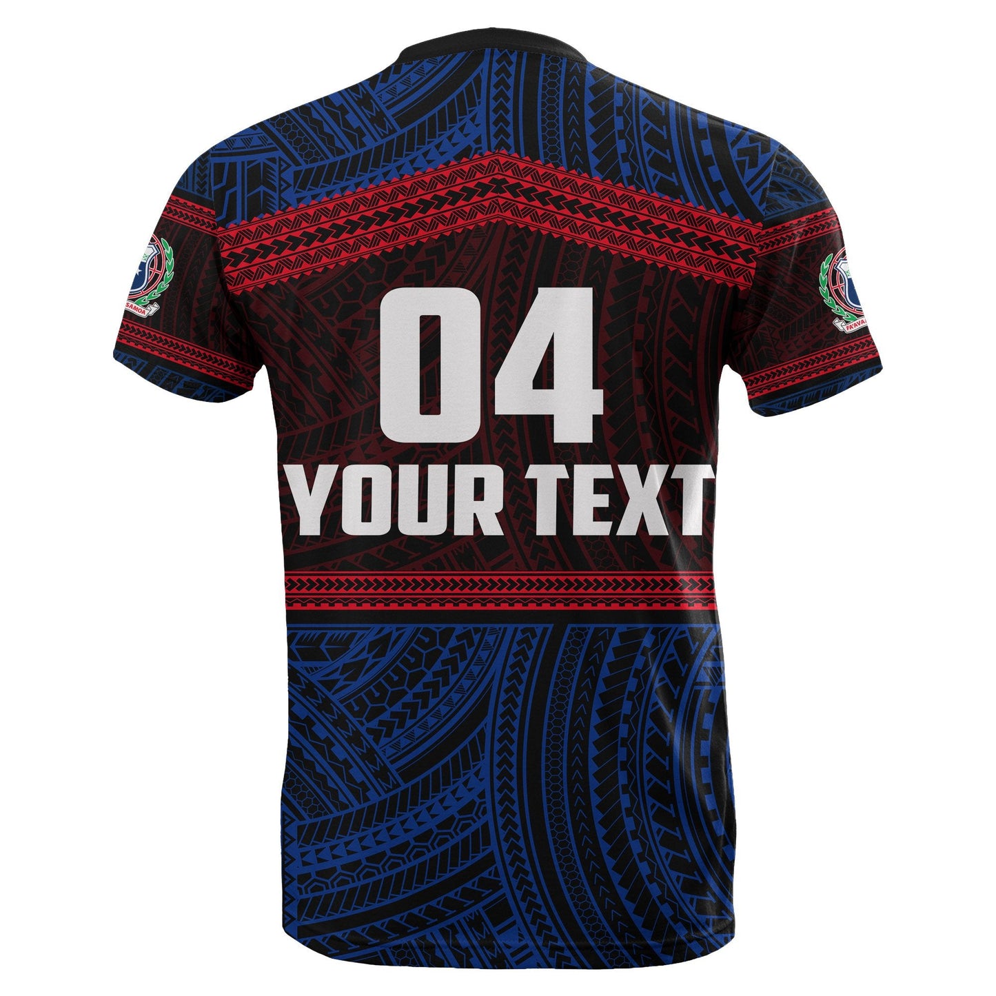 Custom Personalised Samoa Rugby Polynesian Patterns T - Shirt Blue