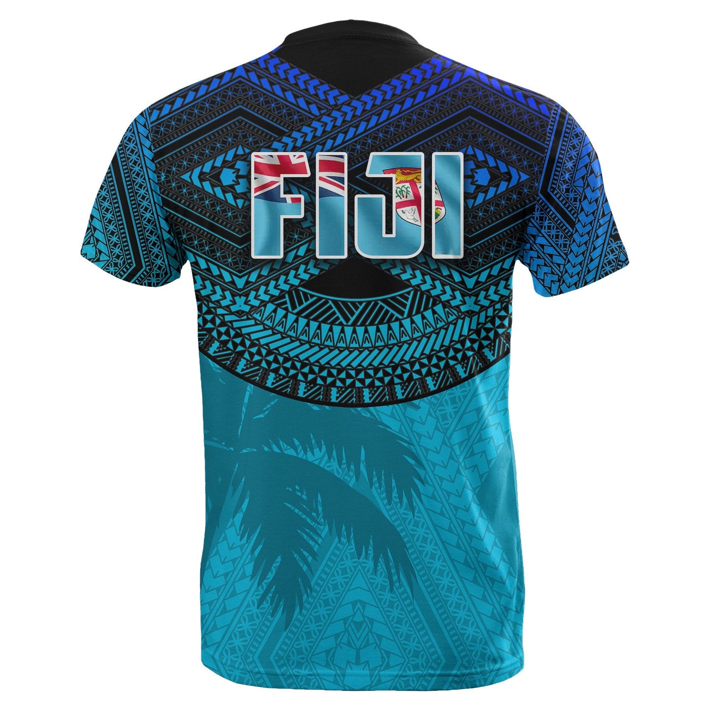 Fiji Rugby Polynesian T Shirt Blue