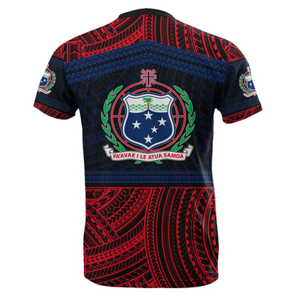 Samoa Rugby Polynesian Patterns T - Shirt Red