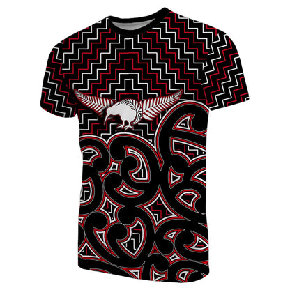 New Zealand T Shirt Maori Graphic Tee Patterns Red