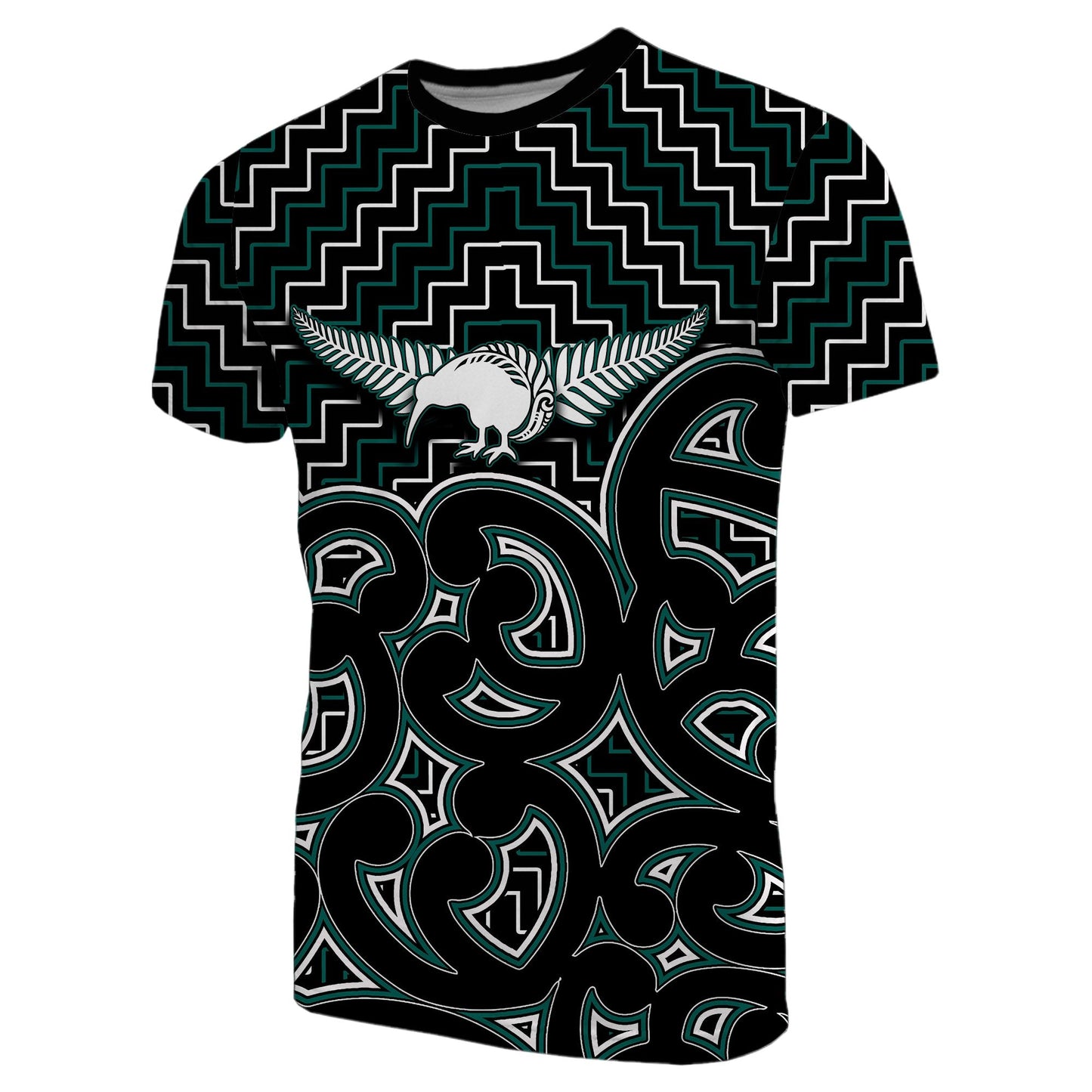 New Zealand T Shirt Maori Graphic Tee Patterns Green