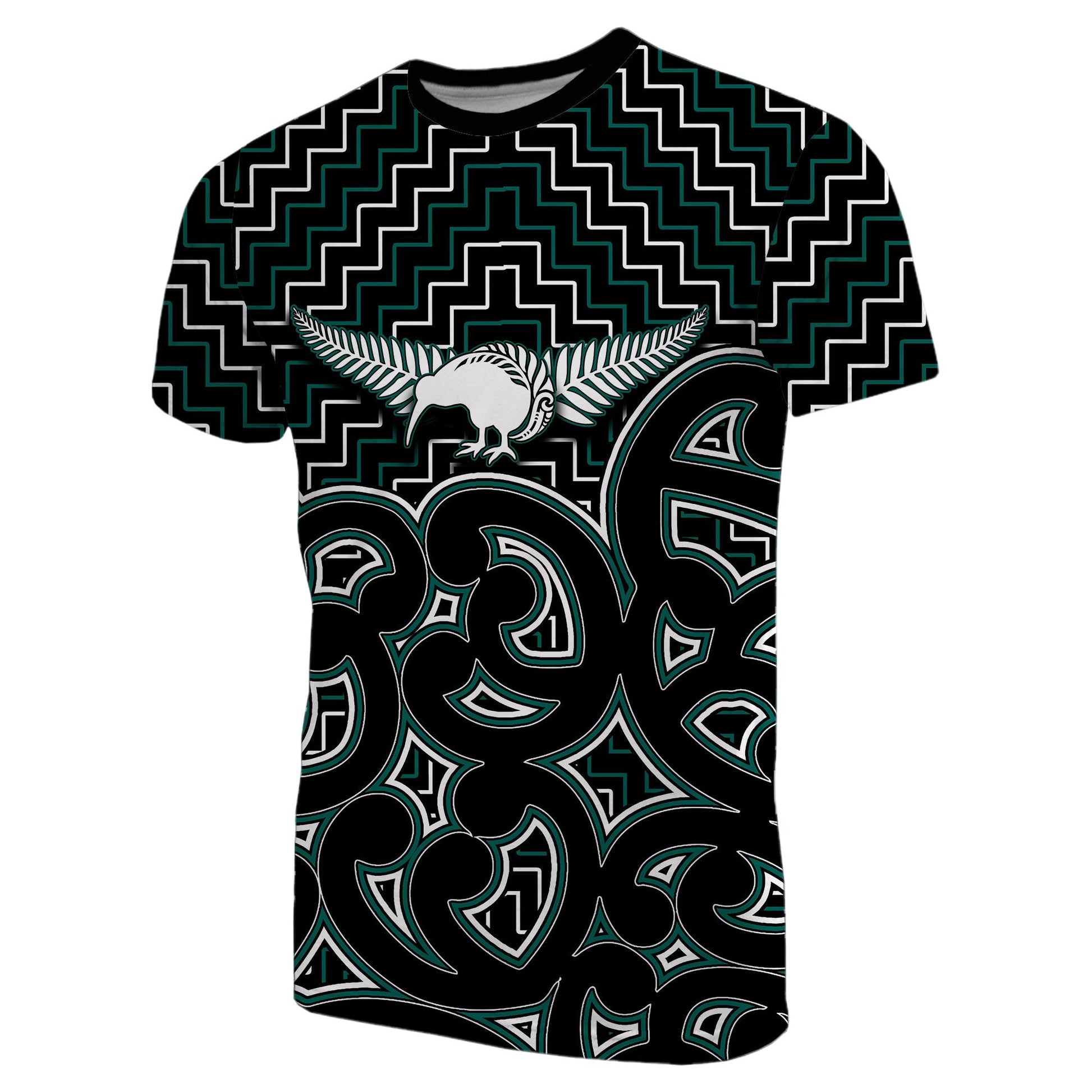 New Zealand T Shirt Maori Graphic Tee Patterns Green