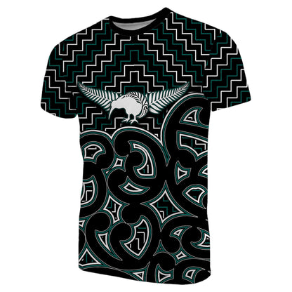 New Zealand T Shirt Maori Graphic Tee Patterns Green