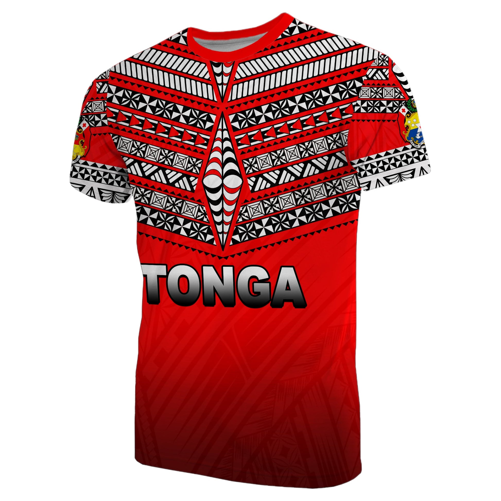 Custom Personalised Tonga T Shirt Ngatu Polynesian Red Style
