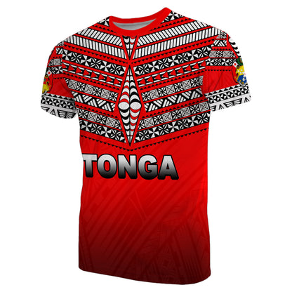 Custom Personalised Tonga T Shirt Ngatu Polynesian Red Style