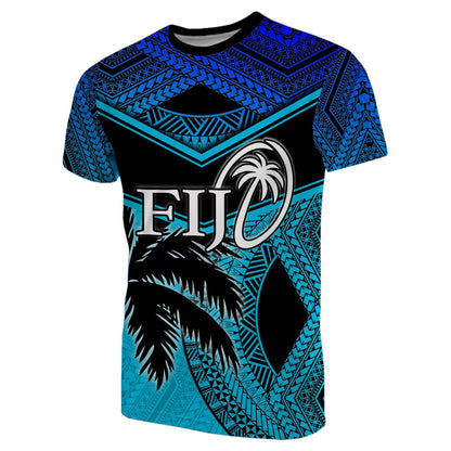 Fiji Rugby Polynesian T Shirt Blue