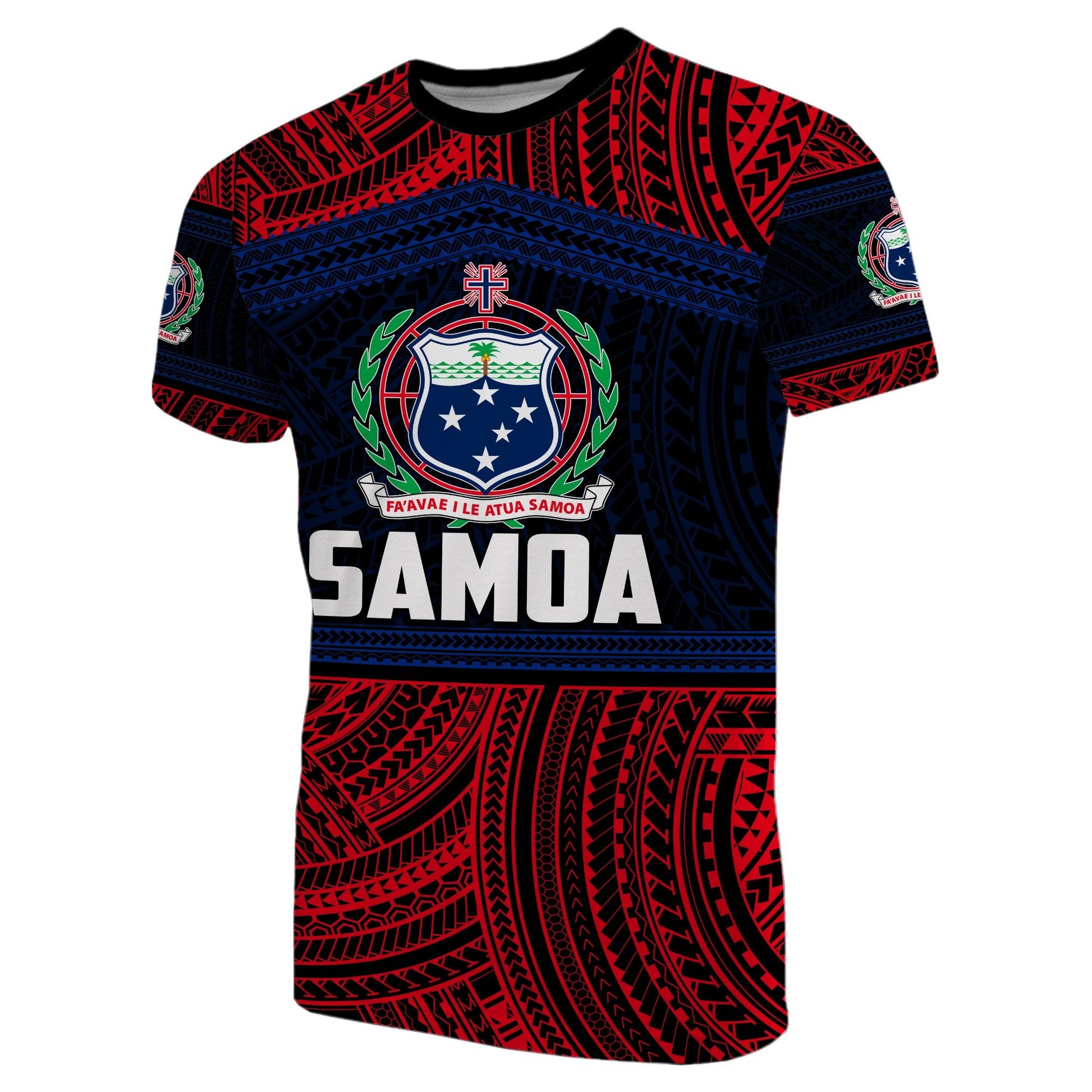 Samoa Rugby Polynesian Patterns T - Shirt Red