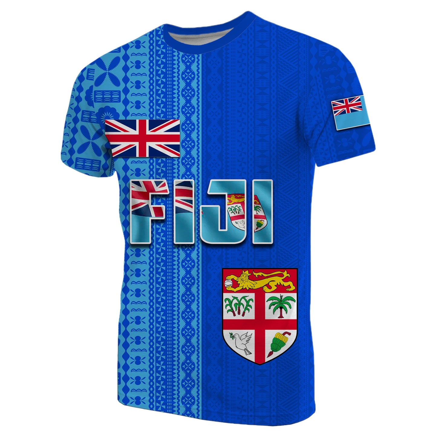 Fiji Constitution Day Half Tapa Patterns T Shirt