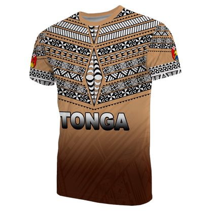 Custom Personalised Tonga T Shirt Ngatu Polynesian Gold Style