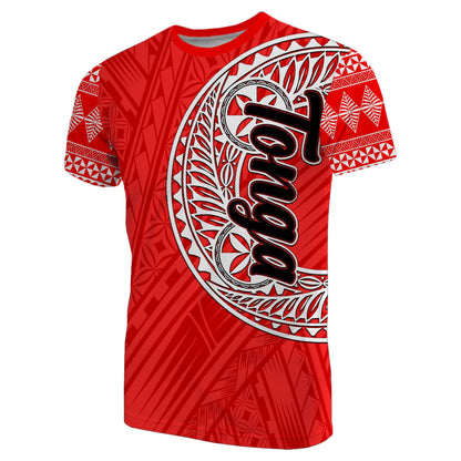 Custom Personalised Tonga T Shirt Ngatu Red Style