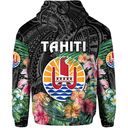 ( Personalised) Tahiti Zip Hoodie French Polynesia Simple Vibes Black