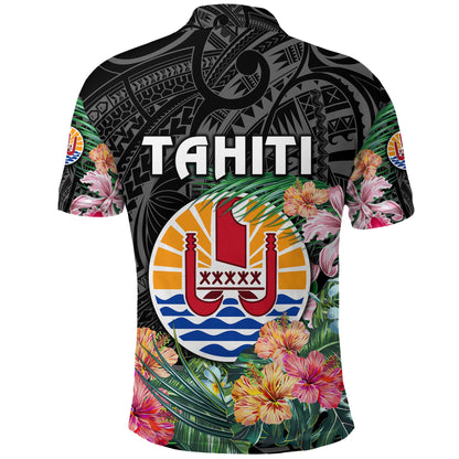 Custom Personalised Tahiti Polo Shirt French Polynesia Simple Vibes - Black