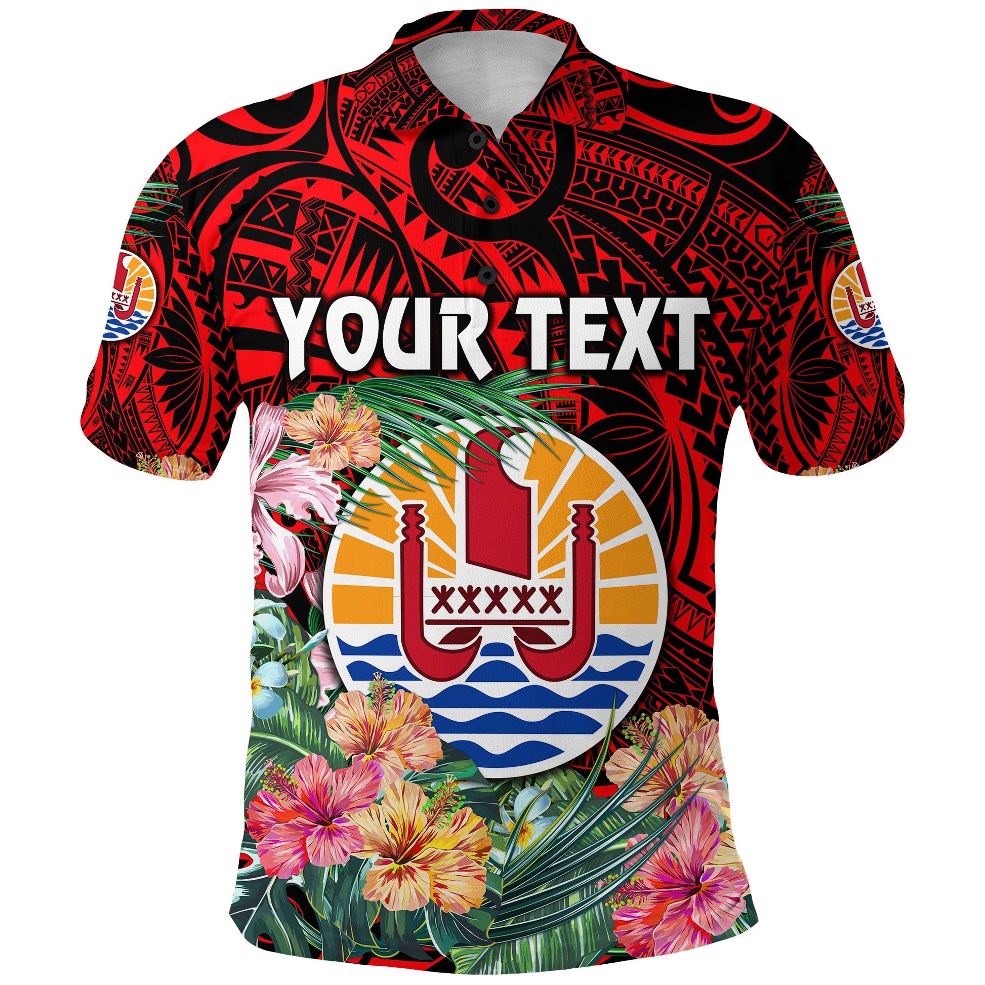 Custom Personalised Tahiti Polo Shirt French Polynesia Simple Vibes - Red
