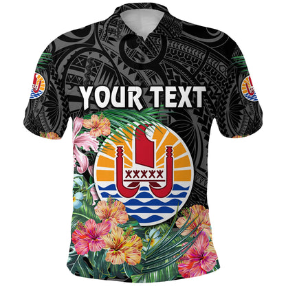 Custom Personalised Tahiti Polo Shirt French Polynesia Simple Vibes - Black