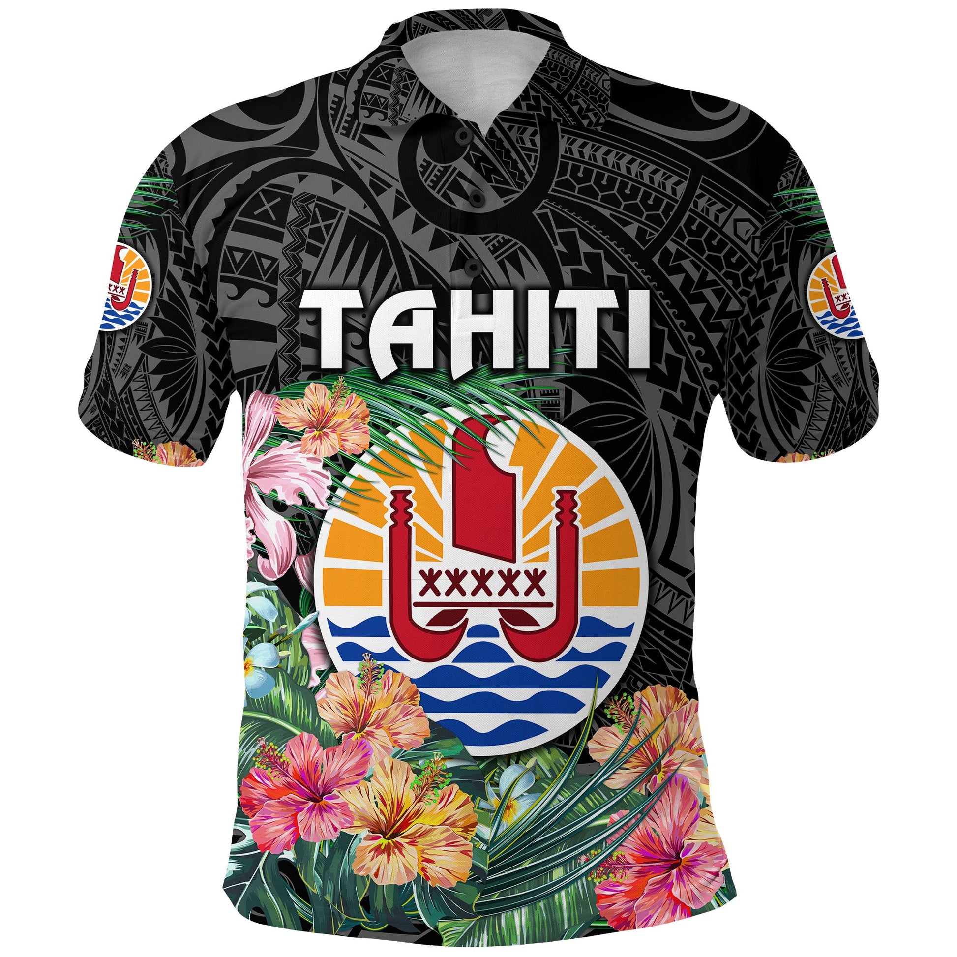 Tahiti Polo Shirt French Polynesia Simple Vibes - Black