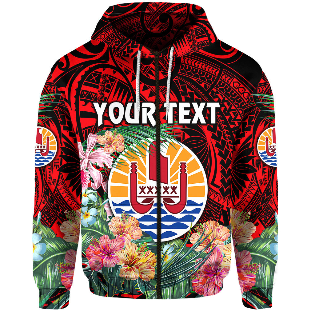 ( Personalised) Tahiti Zip Hoodie French Polynesia Simple Vibes Red