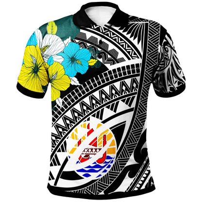 Tahiti Polo Shirt - Polynesian Pattern Black Color