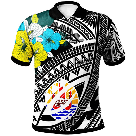Tahiti Polo Shirt - Polynesian Pattern Black Color