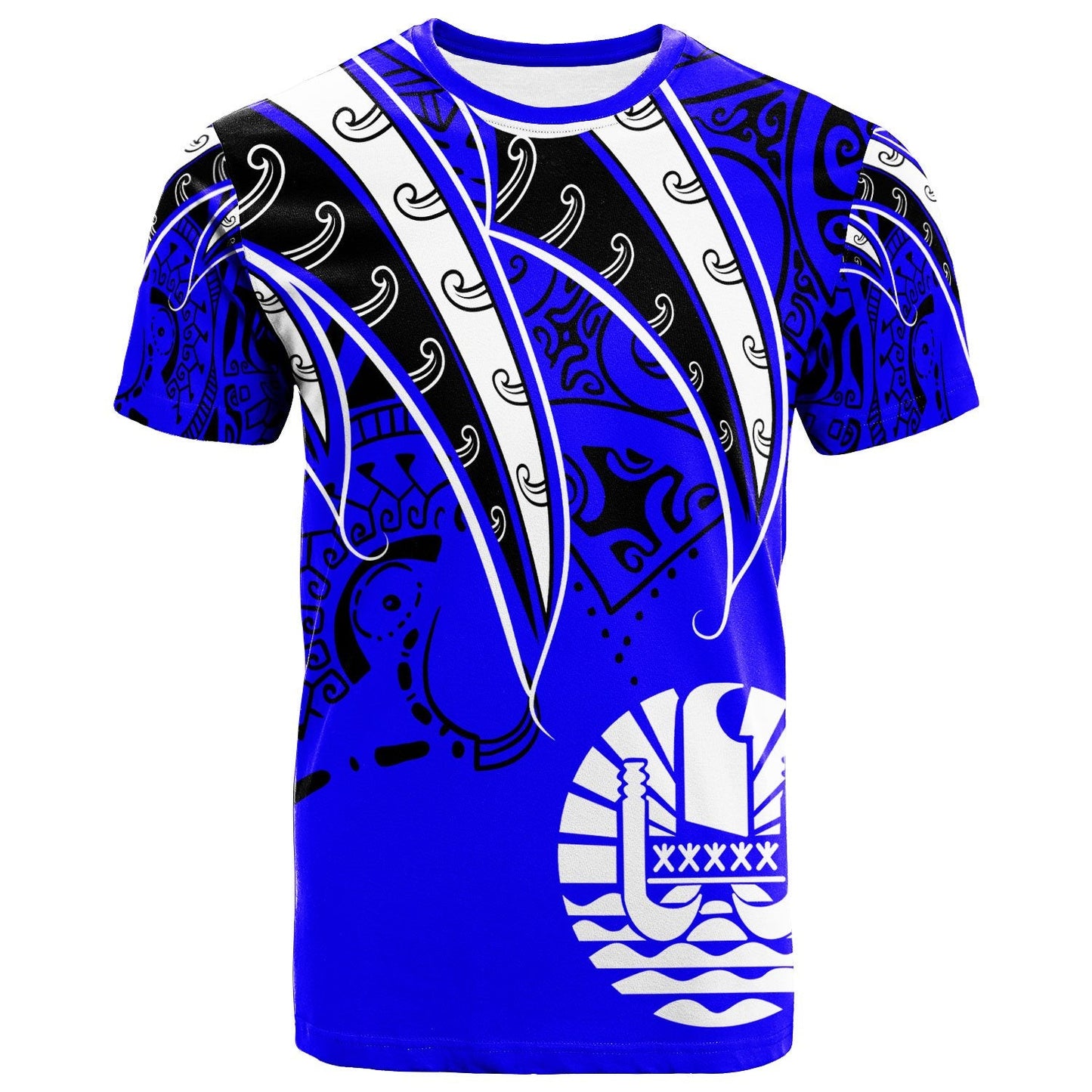 Tahiti T Shirt Tropical Leaf Blue Color
