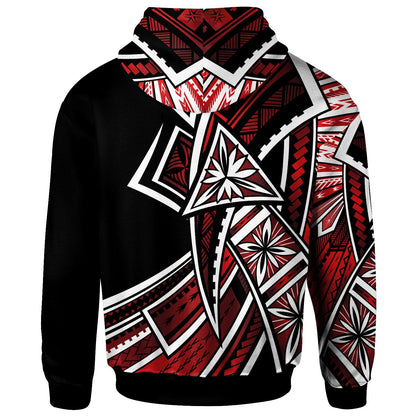 Tahiti Hoodie Tribal Flower Special Pattern Red Color