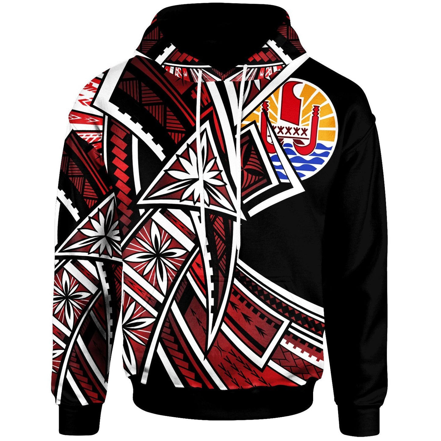 Tahiti Hoodie Tribal Flower Special Pattern Red Color