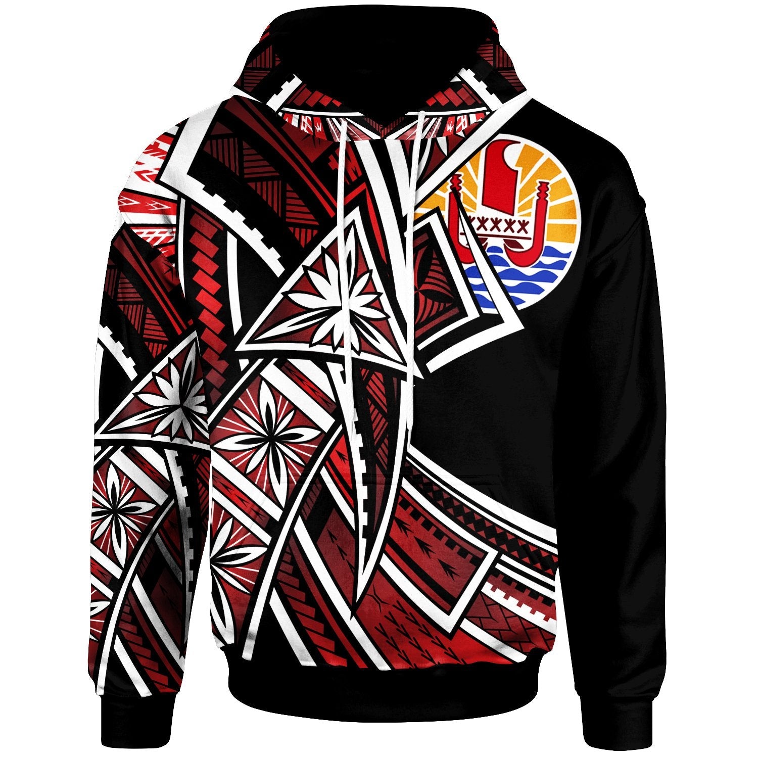 Tahiti Hoodie Tribal Flower Special Pattern Red Color