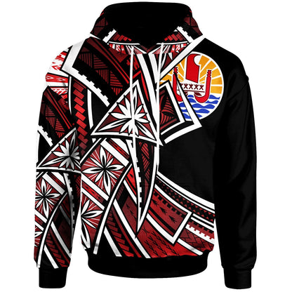 Tahiti Hoodie Tribal Flower Special Pattern Red Color