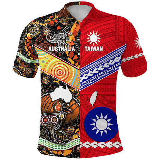 Taiwanese Polynesian And Australian Aboriginal Polo Shirt Together - Red Vibes