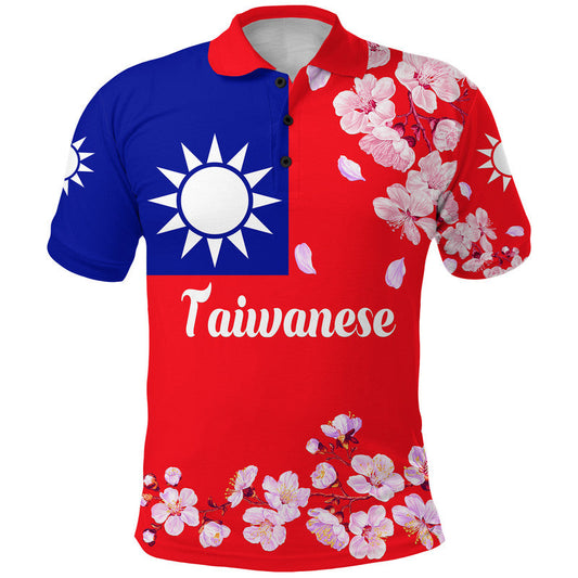 Taiwanese Polo Shirt Taiwan Plum Blossom Flag Vibes