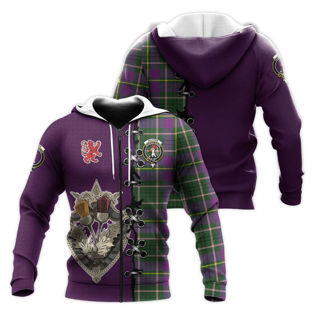 Printivon Taylor Tartan Hoodie Lion Rampant And Celtic Thistle Style