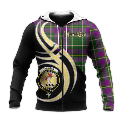 Printivon Taylor Clan Believe In Me Crest Tartan Knitted Hoodie Custom Your Text